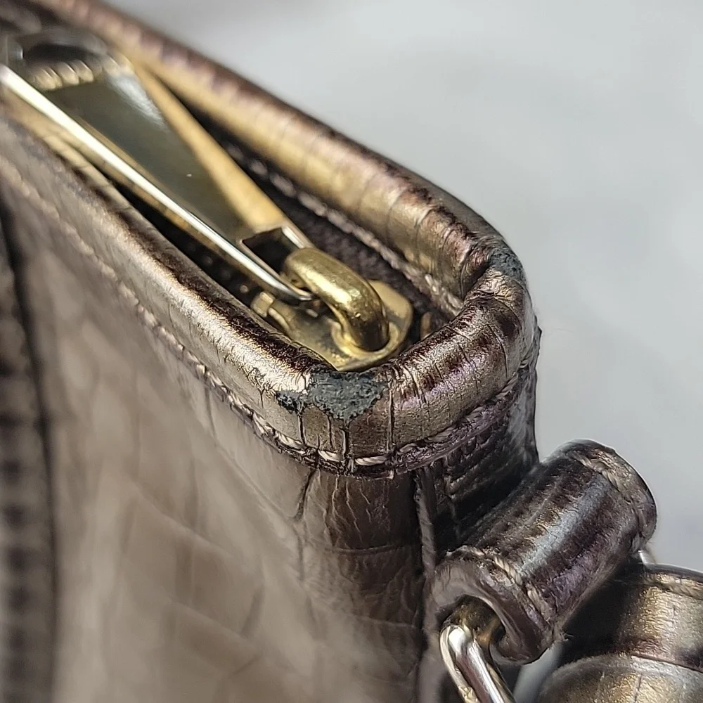 BRAHMIN Mini Asher Elmwood Padua Croc Embossed Convertible‎ Tote Satchel Bag